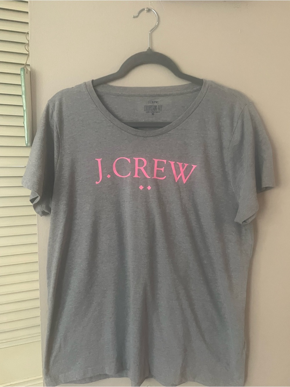 J. Crew Gray Collector Tee in gray with pink Print